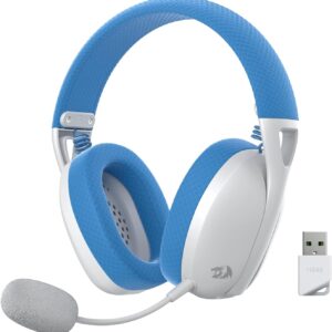 Redragon IRE Pro Ultra-Light 7.1 Surround Sound - 40MM Drivers Wireless Gaming Headset- White Blue
