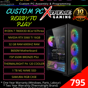 Gaming Computer Build #9 Ryzen 7 7800x3d/RTX 5060Ti 16GB (Contact Us To Customize)